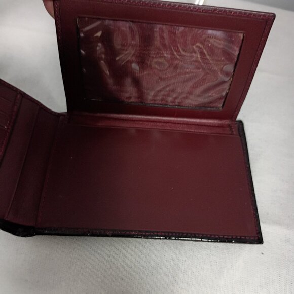 ❤️Authen CARTIER  Burgundy Patent Leather Croc Print ID Billfold Wallet 5.5 x3.5 - Picture 6 of 6